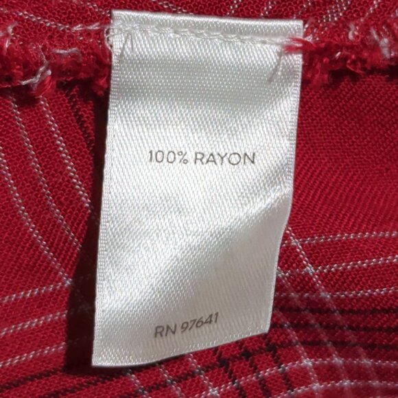 J. Jill‎ Women's size Small Petite Tunic Blouse Red Plaid Button-Down Rayon - Picture 7 of 13